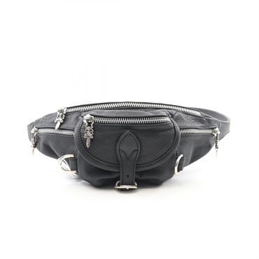 CHROME HEARTS SNAT PACK MINI Waist Belt Bum Bag leather Black Used mens