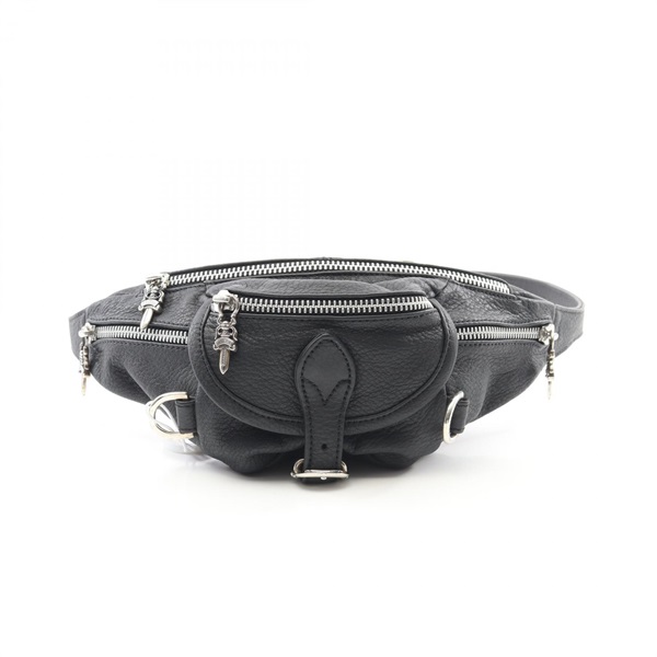 CHROME HEARTS SNAT PACK MINI Waist Belt Bum Bag leather Black Used mens