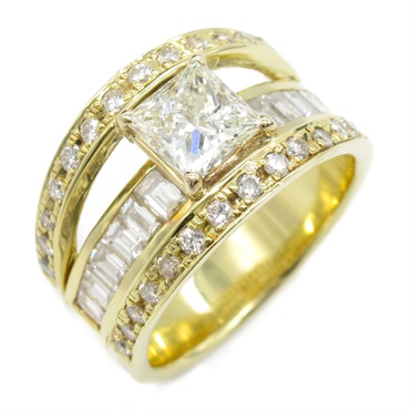JEWELRY Diamond Ring 18KYG Yellow Gold Used Women US size 5.5