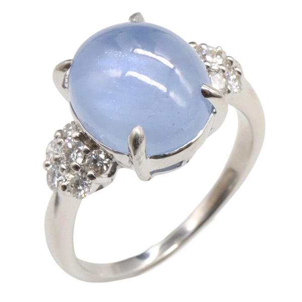 JEWELRY Star sapphire Ring Diamond Pt900 Platinum Blue Used Women US size 7.25