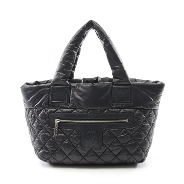 CHANEL Coco Cocoon Small Tote reversible hand Bag A48610 Nylon Black SHW