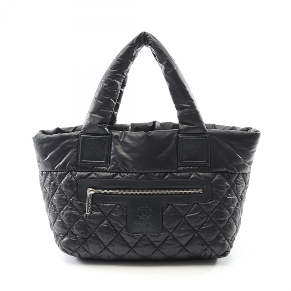 CHANEL Coco Cocoon Small Tote reversible hand Bag A48610 Nylon Black SHW