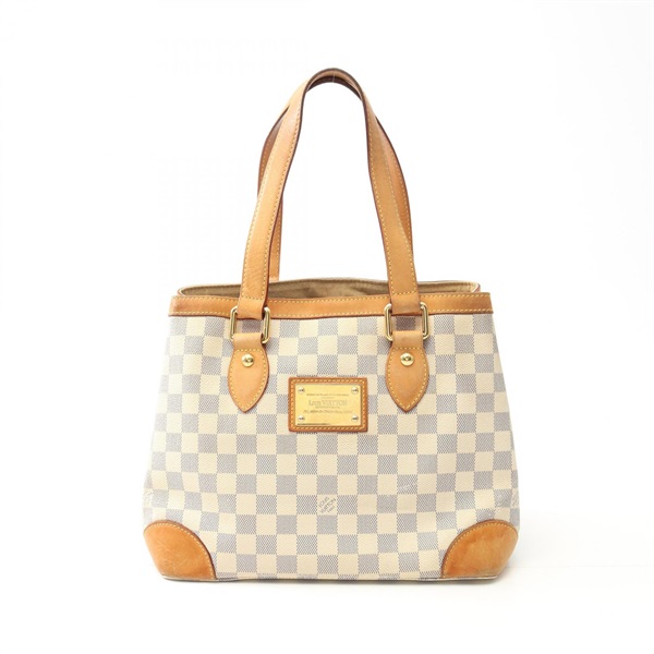 LOUIS VUITTON Hampstead PM Tote Bag N51207 Damier Azur canvas White Used Women