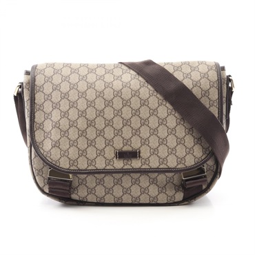 GUCCI GG Supreme Shoulder Bag 201732 canvas leather Beige Brown Used unisex