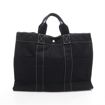 HERMES Sac Deauville MM Tote Bag canvas Black Used Women SHW