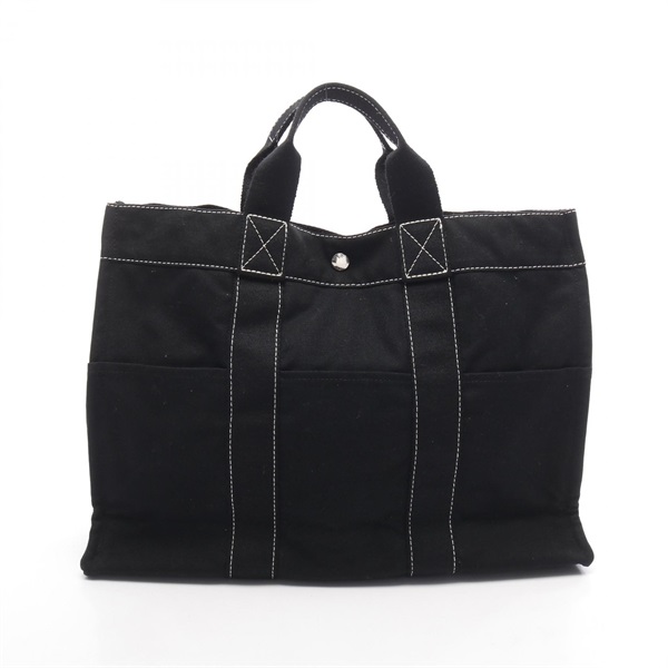 HERMES Sac Deauville MM Tote Bag canvas Black Used Women SHW