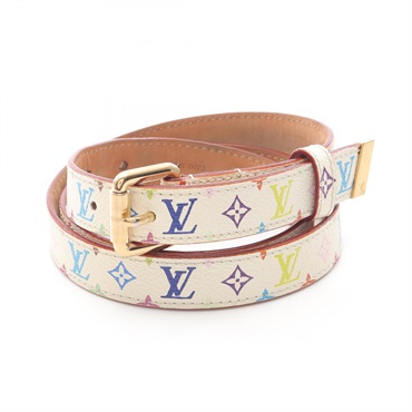 LOUIS VUITTON Ceinture belt M9272 Monogram Multicolore canvas leather White Used