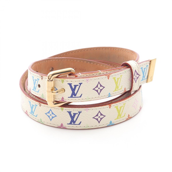 LOUIS VUITTON Ceinture belt M9272 Monogram Multicolore canvas leather White Used