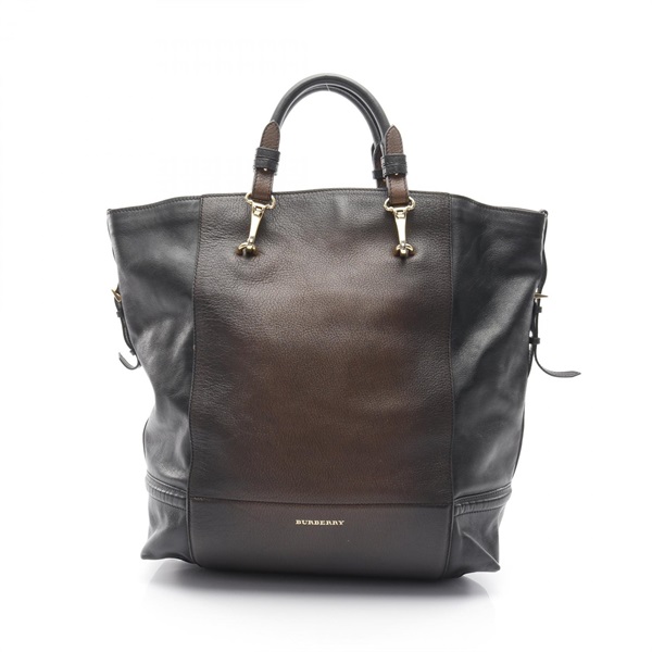BURBERRY Handbag leather Black Brown Used Women GHW