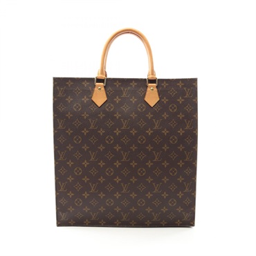 LOUIS VUITTON Sac Plat Tote Bag M51140 Monogram Canvas Leather Brown Used Women