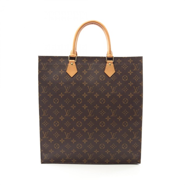 LOUIS VUITTON Sac Plat Tote Bag M51140 Monogram Canvas Leather Brown Used Women