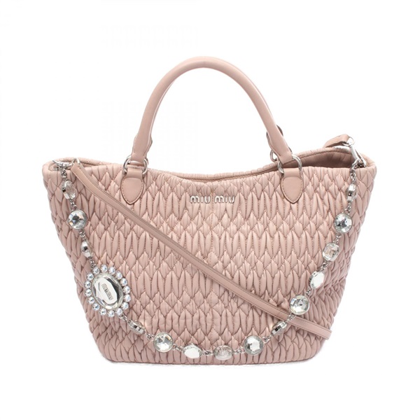 Miu Miu Nappa Crystal Matelasse Hand tote crossbody shoulder bag leather Pink