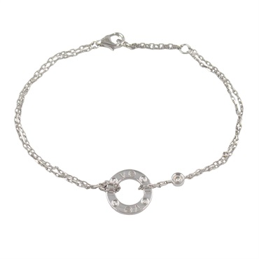 CARTIER Love Circle Bracelet 2P Diamond 18KWG White Gold Used women