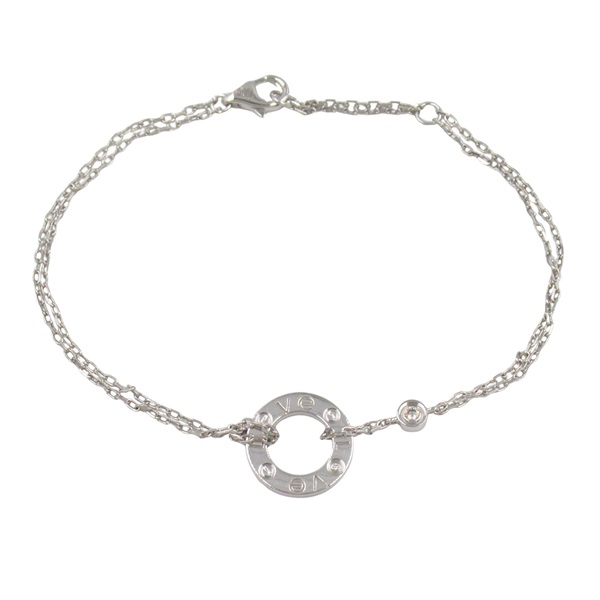 CARTIER Love Circle Bracelet 2P Diamond 18KWG White Gold Used women
