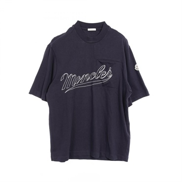 MONCLER Lettering logo Embroidery T-shirt 8C00005 cotton Navy #XS Used mens