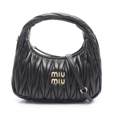 Miu Miu Wonder Matelasse Hobo shoulder crossbody Handbag Leather 5BC125AN88F0002