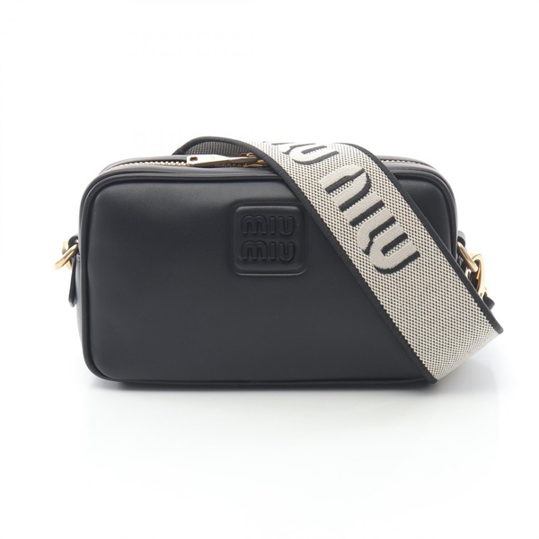 Miu Miu Logo Crossbody Shoulder Bag 5BH2252F8KF0002 Leather Black NEW Women
