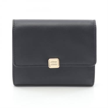 Miu Miu SOFTY METAL Tri-fold compact wallet purse 5MH0402CVXF0002 leather BK new
