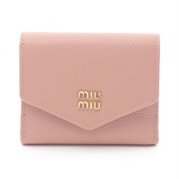 Miu Miu VIT.DAINO Tri-fold compact wallet purse 5MH043AD7TF0615 leather Pink NEW