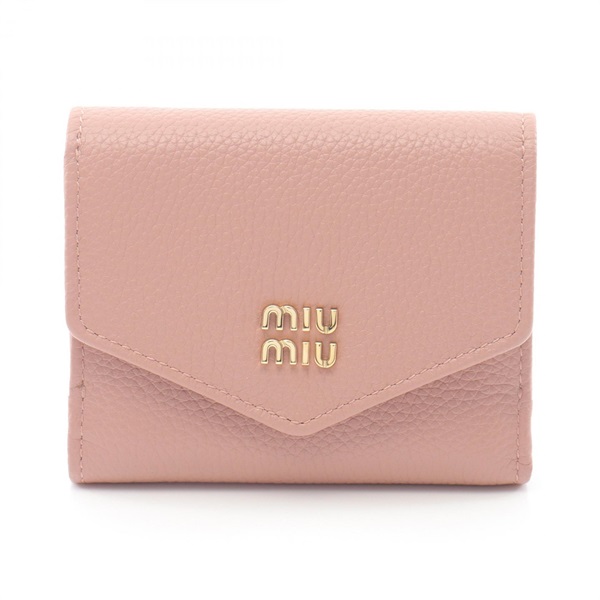 Miu Miu VIT.DAINO Tri-fold wallet purse 5MH043AD7TF0615 leather Pink NEW Women