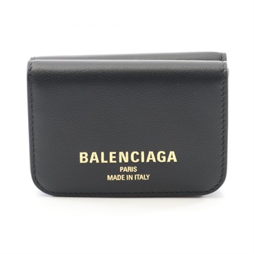 BALENCIAGA Tri-fold small wallet 8109042ABGH1000 leather Black NEW unisex logo
