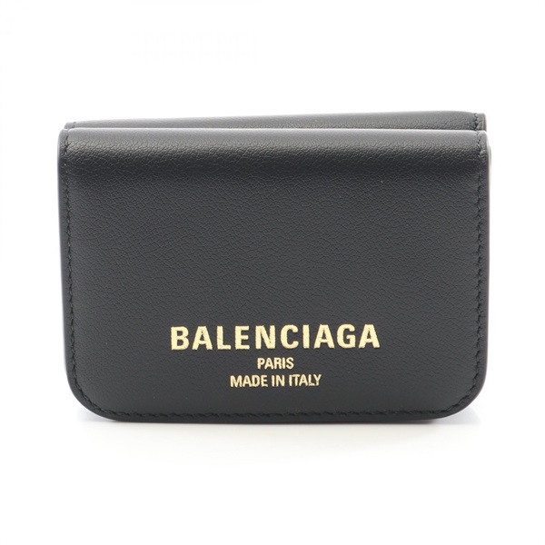 BALENCIAGA Tri-fold small wallet 8109042ABGH1000 leather Black NEW unisex logo