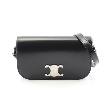 CELINE Triomphe Shoulder Bag 117893BF438SI leather Black NEW Women