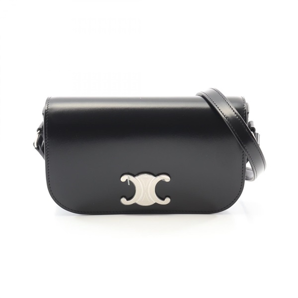 CELINE Triomphe Shoulder Bag 117893BF438SI leather Black NEW Women