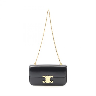 CELINE Claude Triomphe chain Shoulder Bag 115203BF438NO leather Black NEW Women