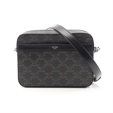 CELINE Triomphe Small Messenger crossbody Shoulder Bag canvas leather Black NEW