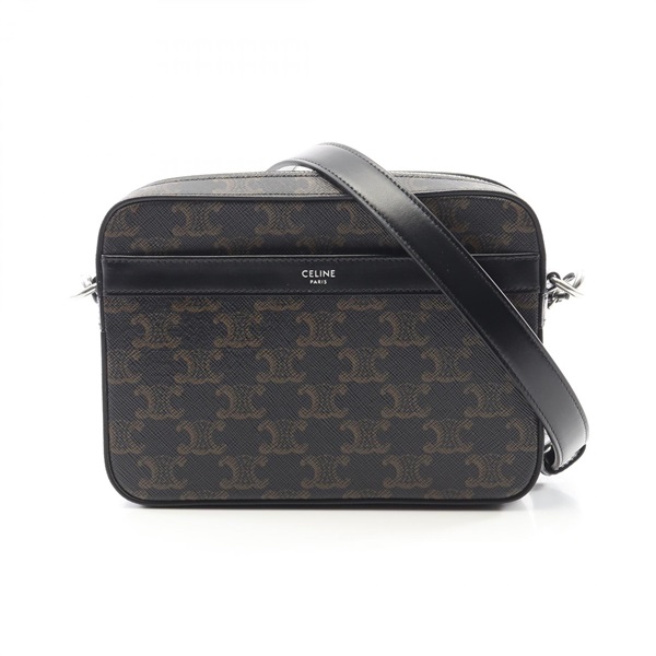 CELINE Triomphe Small Messenger crossbody Shoulder Bag canvas leather Black NEW