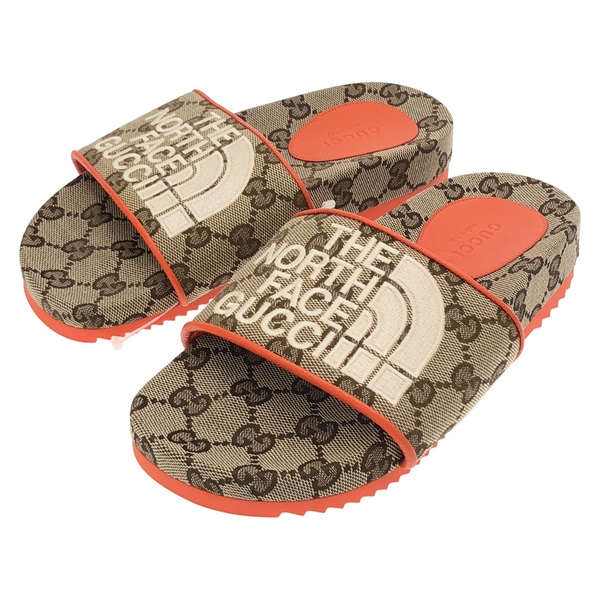 GUCCI Sandals Shoes flat 679947 canvas Beige Used Women size 34