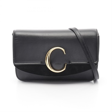 Chloe C Chain Shoulder Bag crossbody leather Black Used Women