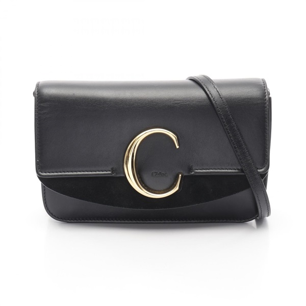 Chloe C Chain Shoulder Bag crossbody leather Black Used Women