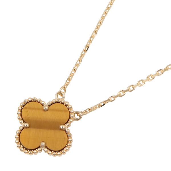 Van Cleef & Arpels Vintage Alhambra Necklace 18KYG Gold Tiger's Eye Brown Used