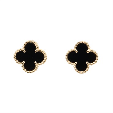 Van Cleef & Arpels Sweet Alhambra Onyx Pierced earrings 18KYG Yellow Gold Black