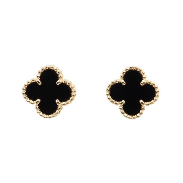 Van Cleef & Arpels Sweet Alhambra Onyx Pierced earrings 18KYG Yellow Gold Black