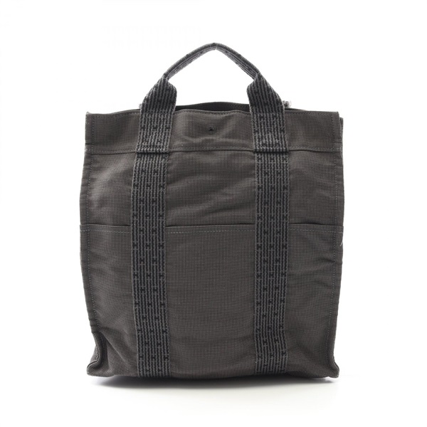 HERMES Herline Ad MM Rucksack Backpack Nylon canvas Gray Used unisex