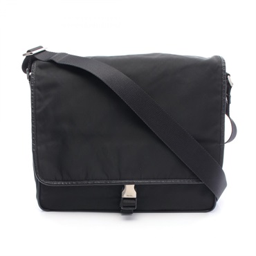 PRADA TESSUTO SAFFIANO Crossbody Shoulder Bag V166 Nylon leather Black Used