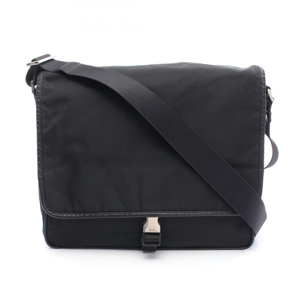 PRADA TESSUTO SAFFIANO Crossbody Shoulder Bag V166 Nylon leather Black Used