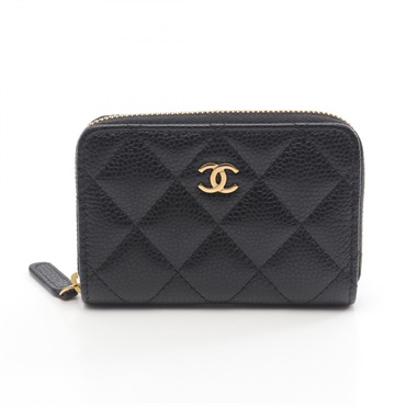 CHANEL Classic Zip Coin Purse Calfskin Black GHW Used Women