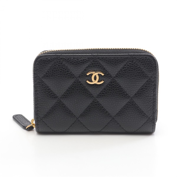 CHANEL Classic Zip Coin Purse Calfskin Black GHW Used Women