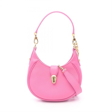 BVLGARI Serpenti Ellipse Shoulder crossbody Handbag leather Pink Used Women GHW