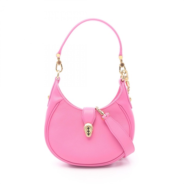 BVLGARI Serpenti Ellipse Shoulder crossbody Handbag leather Pink Used Women GHW