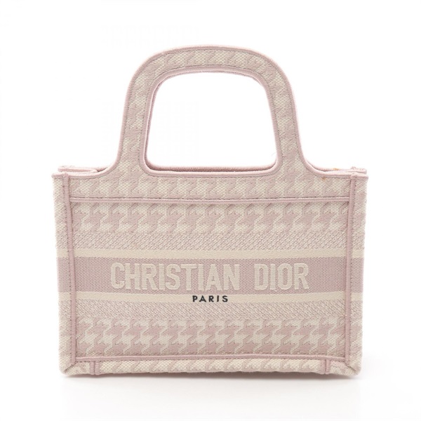 Christian Dior BOOK TOTE Mini Handbag canvas Pink White Used Women