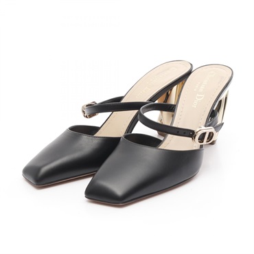 Christian Dior CD logo Heeled pumps shoes leather Black Used Women #36 1/2D