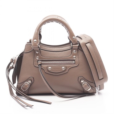 BALENCIAGA NEO CLASS CITY MINI shoulder Handbag 638524 leather Brown Used Women