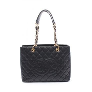 CHANEL Matelasse Grand Shopping GST Tote Bag Calfskin Black Used Women GHW COCO