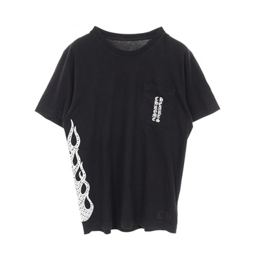 CHROME HEARTS Side flame print T-shirt #M short sleeves cotton Black Used mens