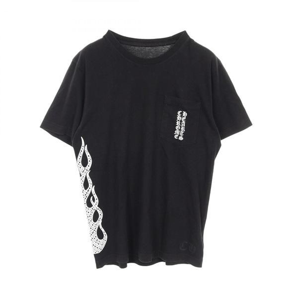 CHROME HEARTS Side flame print T-shirt #M short sleeves cotton Black Used mens
